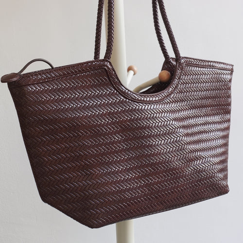 BOLSO SHOPPER TRENZADO GRANATE