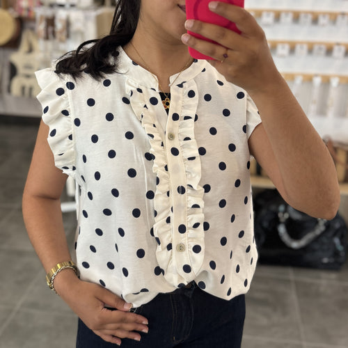 BLUSA LUNARES VOLANTES AZUL