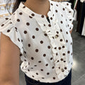 BLUSA LUNARES VOLANTES MARRÓN