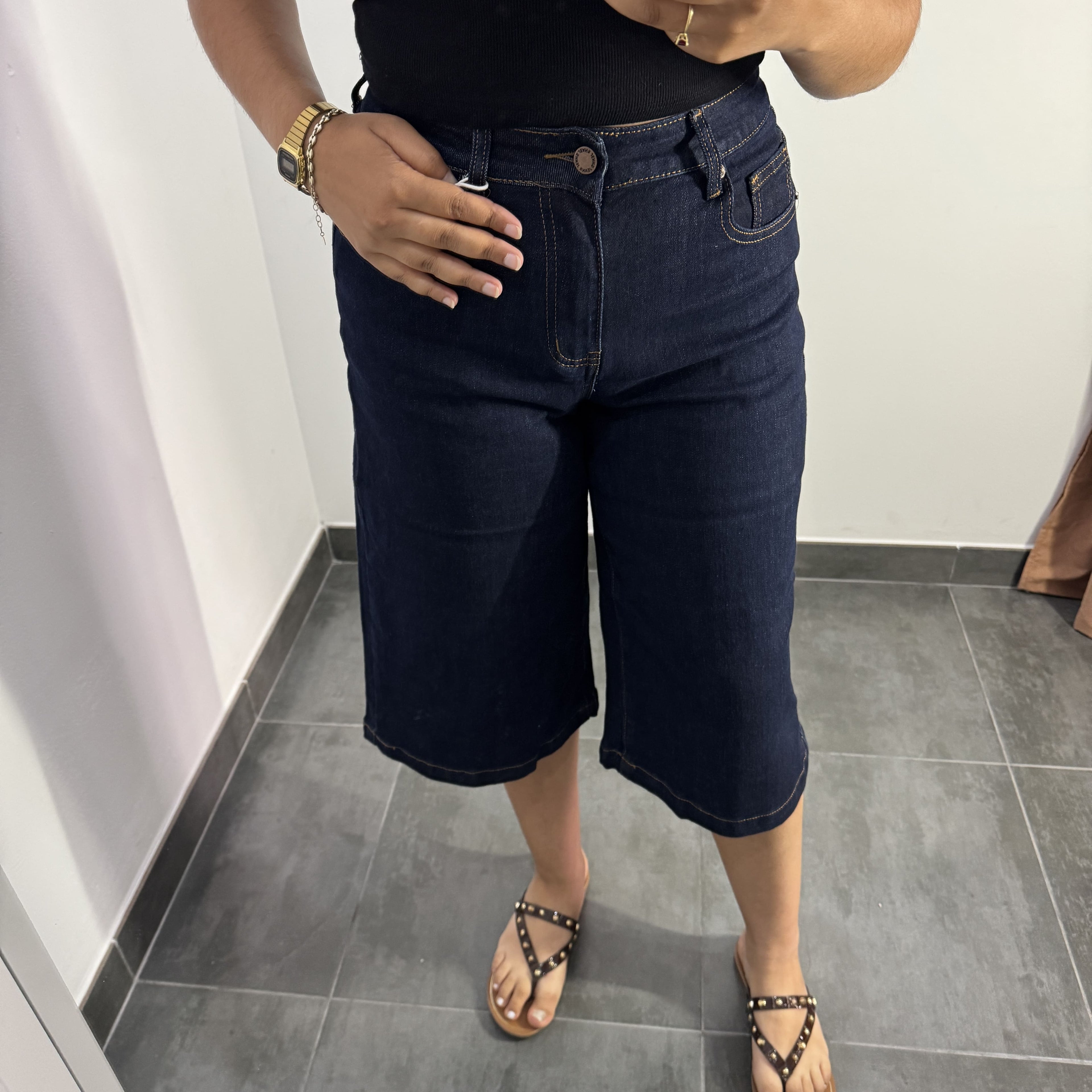 JEANS MIDI WIDELEG OSCURO