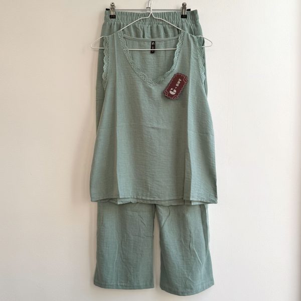 CONJUNTO TIRANTES LENCERO VERDE