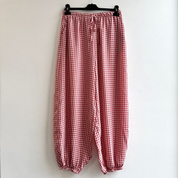 PANTALÓN BOMBACHO CUADROS ROJO